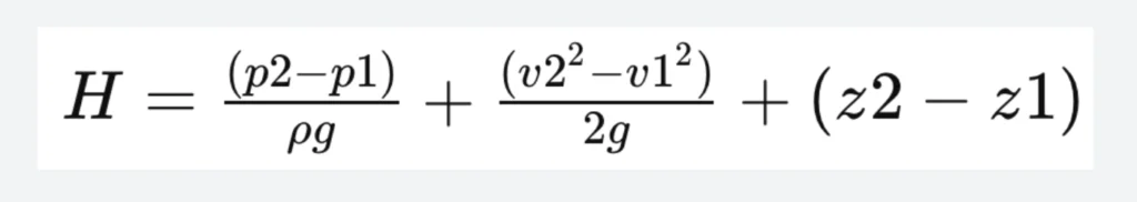 Formula for Calculating Pump Head