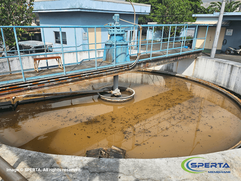 Existing sedimentation tank before MBR upgrade.