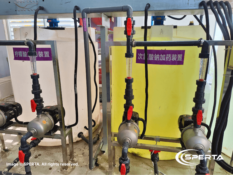 Online chemical dosing system for MBR operation