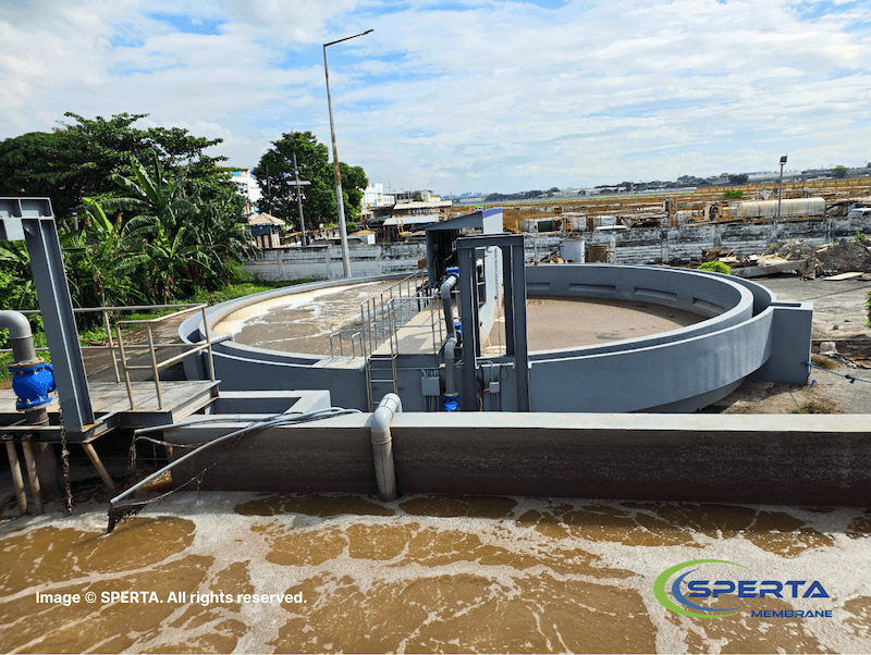 Existing sedimentation tank and hydraulic structures prior to MBR upgrade.