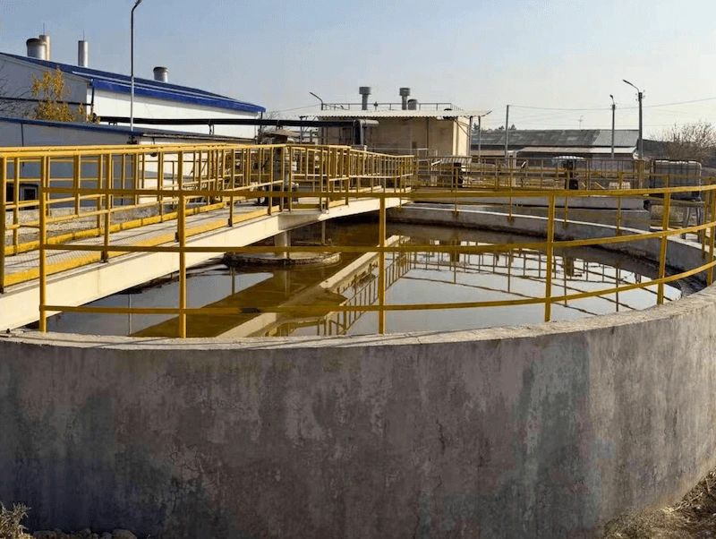 Typical gravity-based sedimentation tank in a conventional wastewater treatment process.