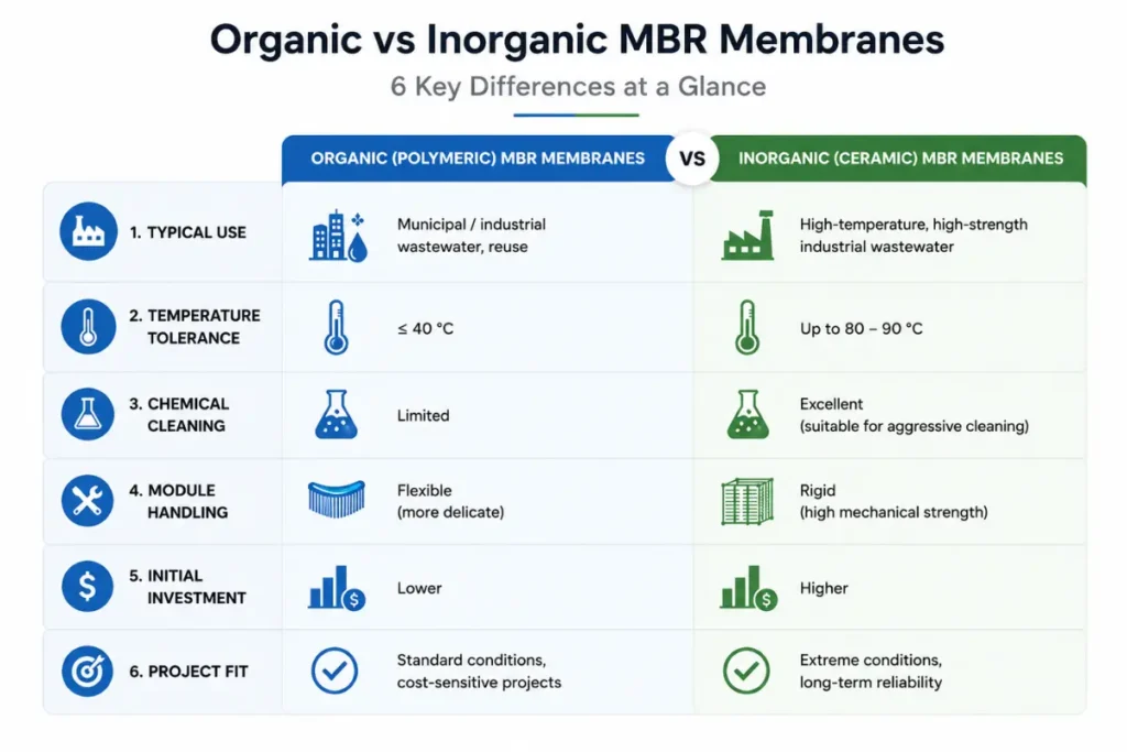 Key differences between organic PVDF and ceramic MBR membranes