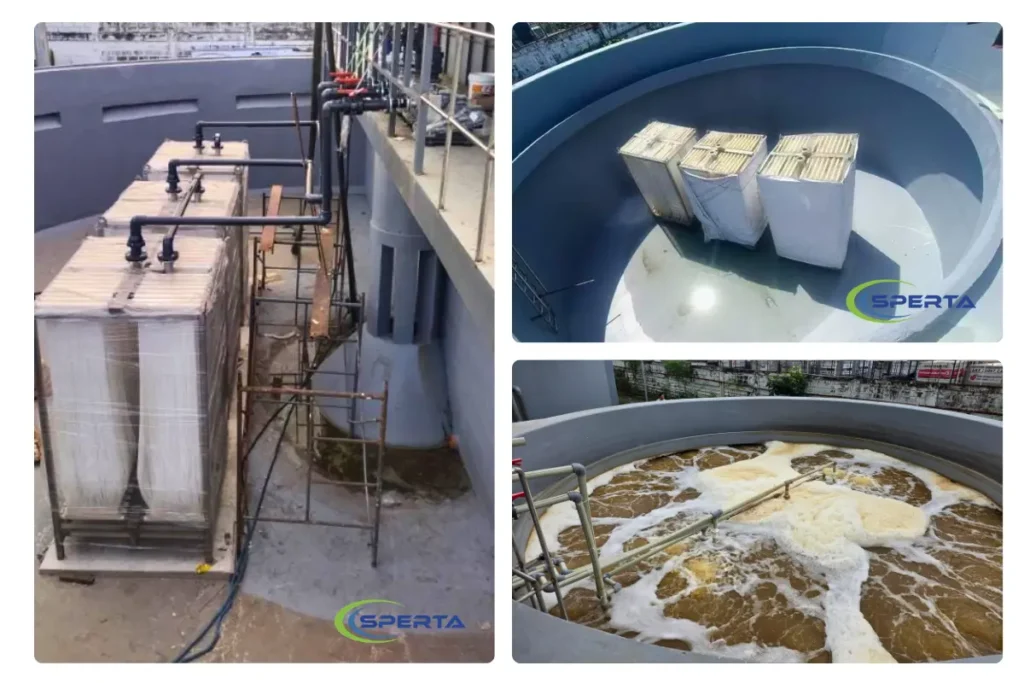 SPERTA hollow fiber PVDF MBR membranes used in a municipal or industrial wastewater treatment project