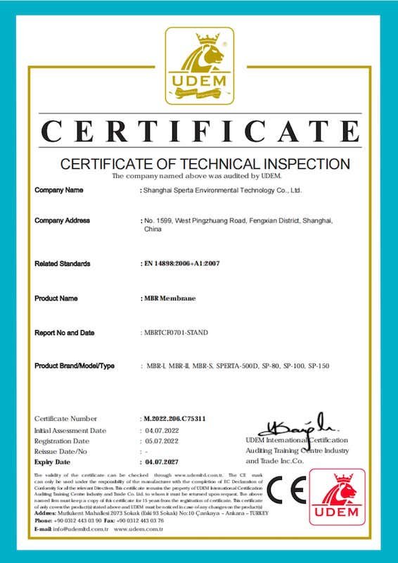 SPERTA CE Certificate